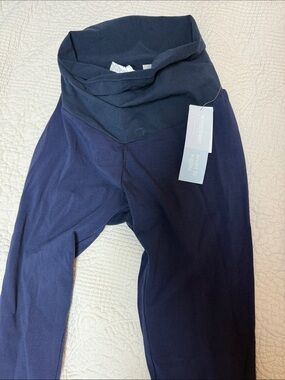 Motherhood maternity Navy Fold-Over Waist Leggings- Small secret fit leggings